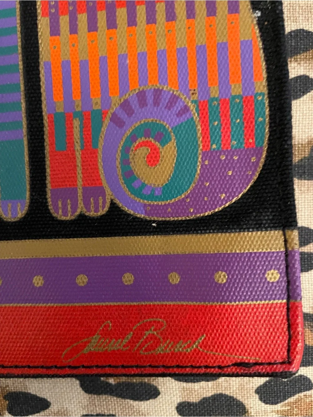 Laurel Burch Multicolor Cat Pouch - Purple, Teal, Orange, Red, Gold 8”x 6.5”